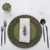 6 Pack | 13inch Matte Olive Green Sunflower Disposable Charger Plates