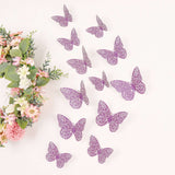 12 Pack | 3D Purple Butterfly Wall Decals DIY Removable Mural Stickers Cake Decorations