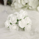 48 Roses | 1Inch White Real Touch Artificial DIY Foam Rose Flowers With Stem, Craft Rose Buds