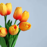 10 Stems | 13inch Orange Real Touch Artificial Foam Tulip Flower Bouquets