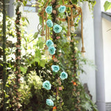 6ft | Aqua/Turquoise Artificial Silk Rose Hanging Flower Garland Vine