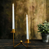 2 Arm Gold Metal Geometric Taper Candle Candelabra Holder Centerpiece With V-Shaped Base