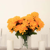 12 Bushes | Orange Artificial Silk Chrysanthemum Flower Bouquets