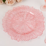 6 Pack 13inch Transparent Blush Round Reef Acrylic Plastic Charger Plates, Dinner Charger Plates