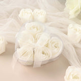 4 Pack | 24 Pcs White Scented Rose Soap Heart Shaped Party Favors With Gift Boxes And Ribbon