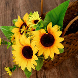 2 Bouquets | 13inch Yellow Artificial Silk Sunflower Flower Bushes