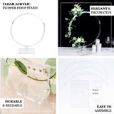 Clear Acrylic Table Wedding Arch Hoop Stand Centerpiece, Round Wreath Tabletop Decor