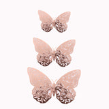 12 Pack | 3D Rose Gold Butterfly Wall Decals DIY Removable Mural Stickers Cake Decorations