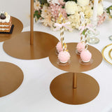 Set of 3 | Gold Metal Round Pedestal Cupcake Dessert Stands