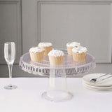 4 Pack | 13inch Clear Round Footed Reusable Plastic Pedestal Cake Stands