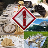 Elegant table settings with various napkin styles and decorations for special occasions.