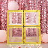 2pcs Transparent DIY Balloon Boxes, Baby Shower Party Decoration Boxes Metallic Gold Edges