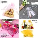 Colorful organza gift bags in various sizes, perfect for parties and events.