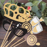 24 Pack | Vintage Black / Gold Glitter Fun Party Photo Booth Props, DIY Party Theme Supplies