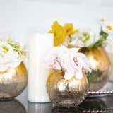 4inch Gold Foiled Crackle Glass Bud Vase Table Centerpiece, Bubble Bowl Round Flower Vase