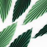 Set of 6 Mixed Green Leaves Hanging Paper Fans Backdrop Decor, Pre-Strung Foldable Tropical Palm