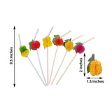 50 Pack | Multi-Colored Tropical Fruit Luau Pool Party Drinking Straws