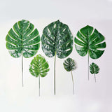 6 Stems | Assorted Green Artificial Silk Tropical Monstera Leaf Plants