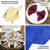 5 Pack | Royal Blue 200 GSM Premium Polyester Dinner Napkins, Seamless Cloth Napkins