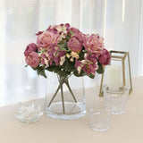 2 Pack | 12inch Dusty Rose Silk Assorted Peony Flower Arrangements