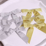 50 Pcs 4inch Silver Nylon Pre Tied Ribbon Bows For Gift Basket Party Favor Bags Decor Glitter Design