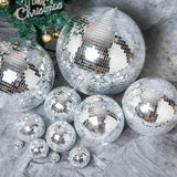 4 Pack | 8inches Silver Foam Disco Mirror Ball With Hanging Ring, Holiday Party Decor