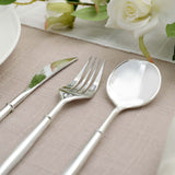 24 Pack | Silver 8inch Modern Flatware Set, Heavy Duty Plastic Silverware, Disposable Cutlery