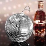 4 Pack | 6inches Silver Foam Disco Mirror Ball With Hanging Strings, Holiday Christmas Ornaments