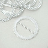 20 Pack | 2.5inch Silver Diamond Circle Napkin Ring Pin Brooch, Rhinestone Chair Sash Bow Buckle