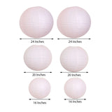 Set of 6 - Blush | Rose Gold Hanging Paper Lanterns Round Assorted Size