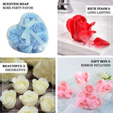 4 Pack | 24 Pcs Royal Blue Scented Rose Soap Heart Shaped Party Favors With Gift Boxes And Ribbon