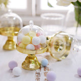 12 Pack | Gold Mini Pedestal Cupcake Stands, Candy Treat Favor Display Plate With Clear Dome Lid - 4Inch