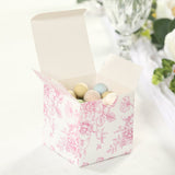 25 Pack Candy Treat Favor Boxes in French Toile Pattern - White and Pink Party Gift Boxes