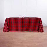 Buffalo Plaid Tablecloth | 90x156 Rectangular | Black/Red | Checkered Polyester Linen Tablecloth