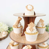 14inch 3-Tier Natural Wood Plank Print Cardboard Cupcake Dessert Stand. Disposable Treat Tower