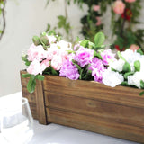 30"x6" | Smoked Brown Rustic Natural Wood Planter Box With Removable Plastic Liners