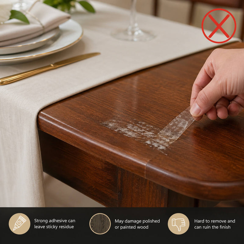 Avoiding Strong Adhesive on Wood Table