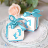 25 Pack | 2inch Blue Footprint Baby Shower Party Favor Candy Gift Boxes