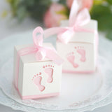 25 Pack | 2inch Pink Footprint Baby Shower Party Favor Candy Gift Boxes