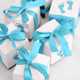 25 Pack | 2inch Blue Footprint Baby Shower Party Favor Candy Gift Boxes