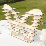 7-Tier Natural Butterfly Shaped Wooden Cupcake Stand, Double Sided Dessert Display Stand Shelf Rack