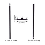 10ft DIY Adjustable Triple Crossbar Kit & Mounting Brackets For Backdrop Stands