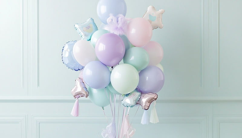 Pastel balloon bouquet with foil balloons