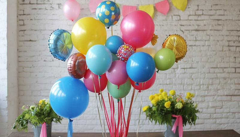 Bright balloon bouquet centerpiece