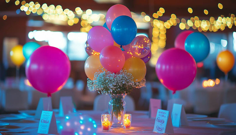 Balloon centerpiece styled as a lantern