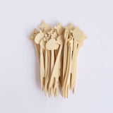 100 Pack Natural Eco Friendly Giraffe Bamboo Mini Forks, 4inch Double Pronged Biodegradable Cocktail