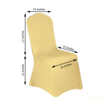 Champagne Spandex Stretch Banquet Chair Cover, Fitted with Metallic Shimmer Tinsel Back