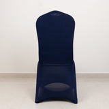 Premium Spandex Chair Cover with Foot Pockets for Banquet Chairs Navy Blue