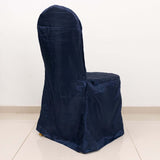 Navy Blue Crinkle Crushed Taffeta Banquet Chair Cover, Reusable Wedding Chair Cover