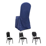 Navy Blue Stretch Slim Fit Scuba Banquet Chair Cover, Wrinkle Free Durable Slip On Chair Cover